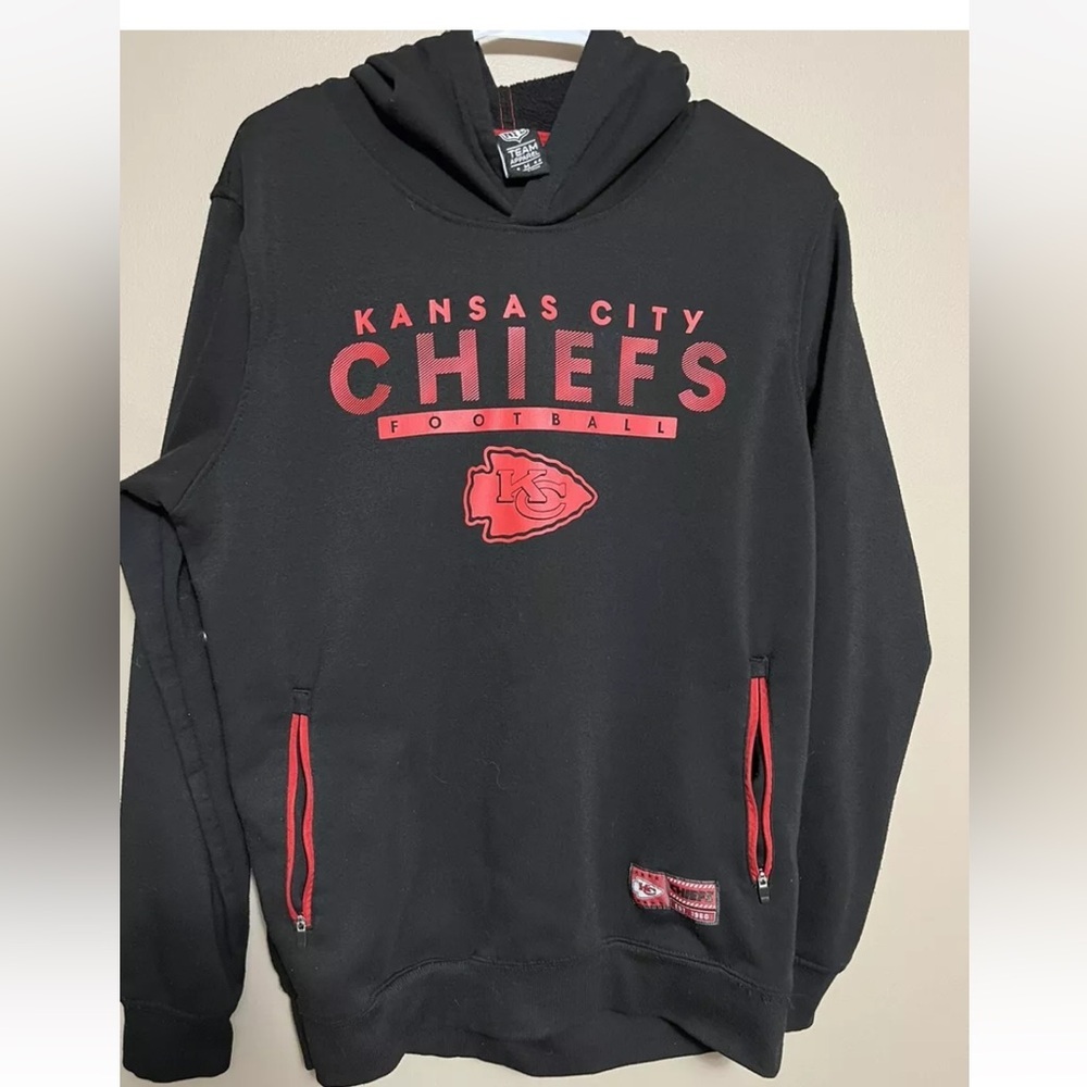 Medium Kansas City Chiefs Hoodie with Zippered Side Pockets Black Red